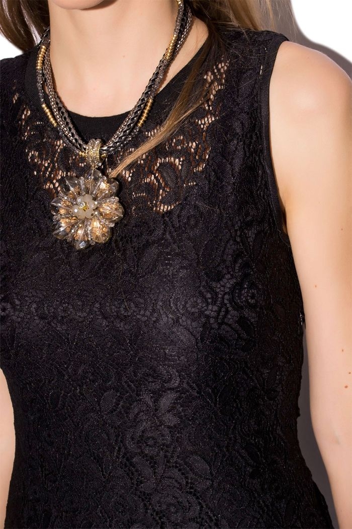 Vestido largo encaje blonda negro